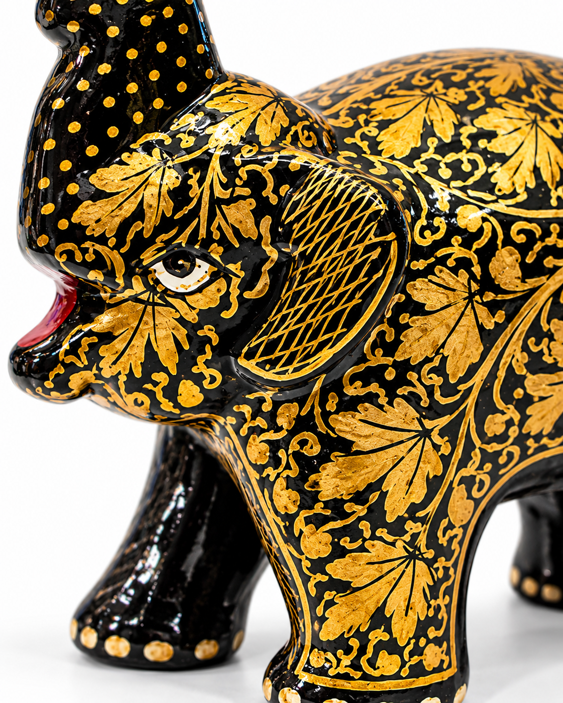 black-gold-chinar-leaf-trunk-up-handmade-kashmiri-paper-mache-elephant_2