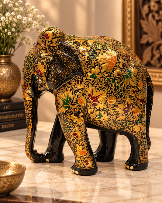  black-gold-chinar-leaf-handmade-kashmiri-paper-mache-elephant