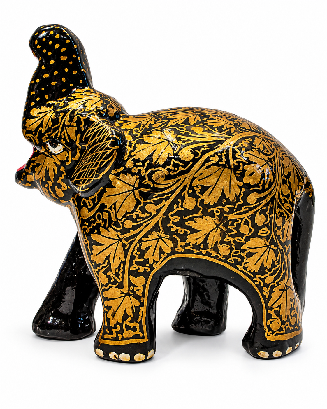 black-gold-chinar-leaf-trunk-up-handmade-kashmiri-paper-mache-elephant_1