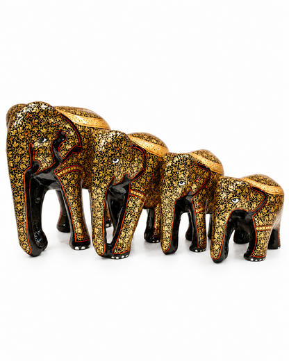 black-gold-floral-handmade-kashmiri-paper-mache-elephant-set-of-4_1