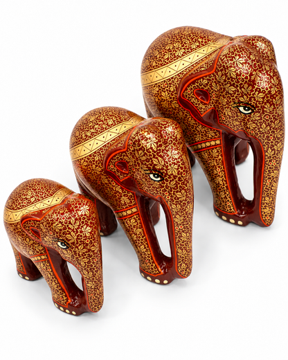 brown-gold-chinar-leaf-handmade-kashmiri-paper-mache-elephant-set-of-3_4