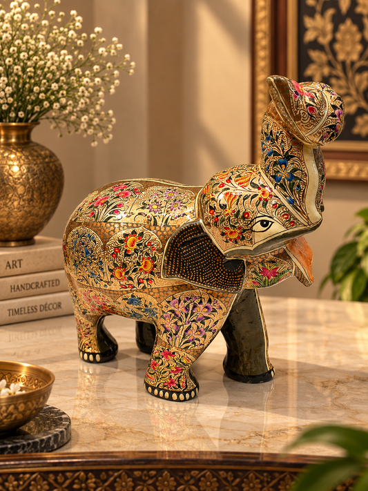 cream-gold-floral-trunk-up-handmade-kashmiri-paper-mache-elephant