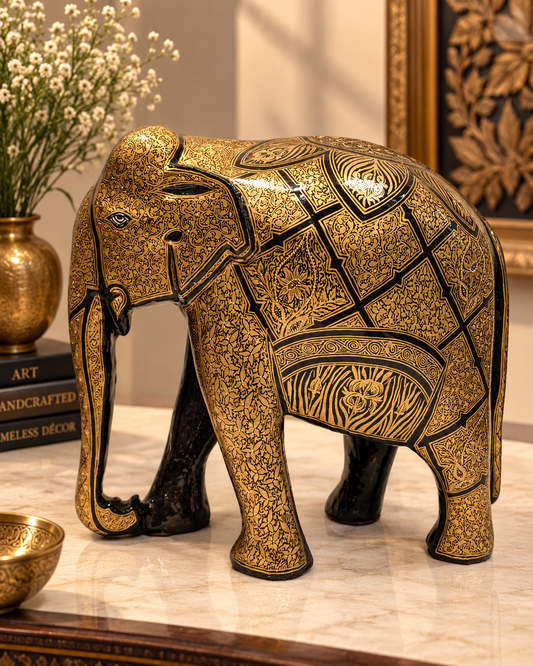  gold-black-floral-handmade-kashmiri-paper-mache-elephant