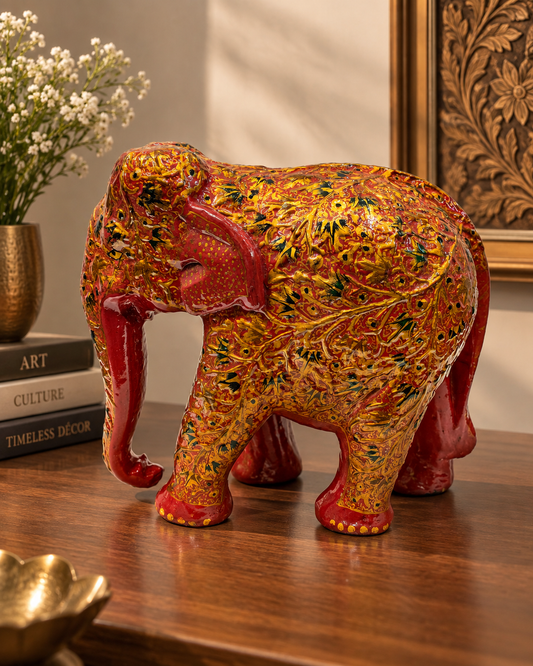 red-gold-floral-handmade-kashmiri-paper-mache-elephant