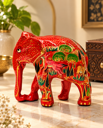 red-jungle-wildlife-handmade-kashmiri-paper-mache-elephant
